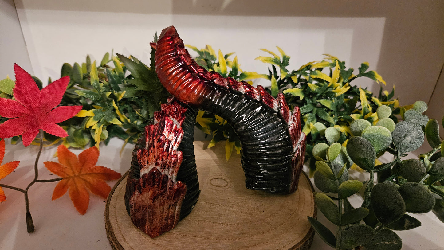 Cosplay Hörner mit Schuppen – 3D-gedruckt und handbemalt, 7cm, Harz, mit transparentem dehnbarem Nylonband