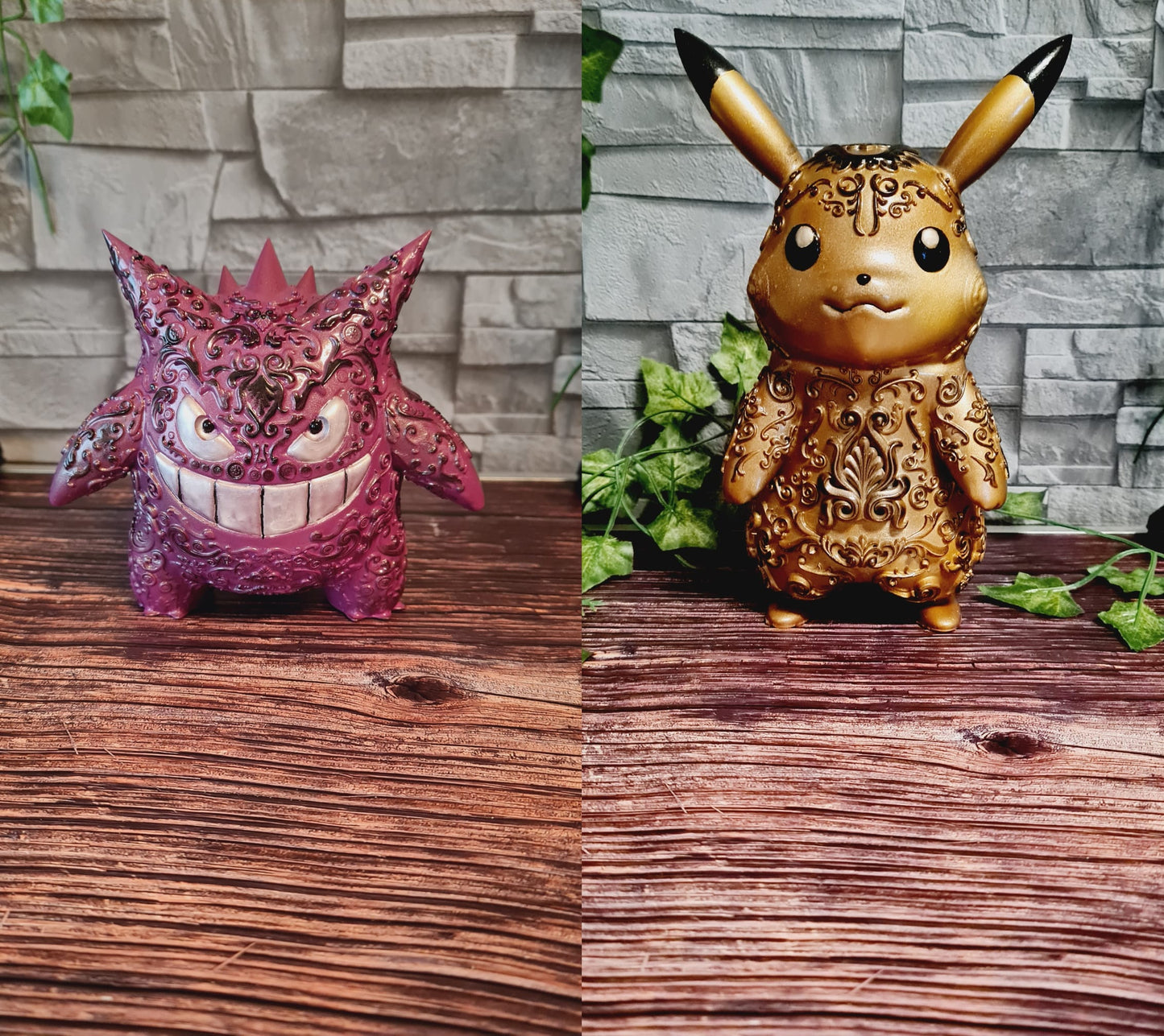 Handbemalte 3D-gedruckte Pikachu (22cm) & Gengar (13cm) Ornamental-Figuren – Perfekt für Cosplay & Gaming Fans