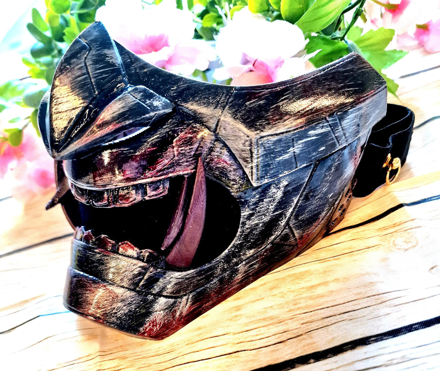 Handbemalte 3D-gedruckte Oni-Maske aus PLA – Perfekt für Cosplay & Gaming Hochwertiges Sammlerstück