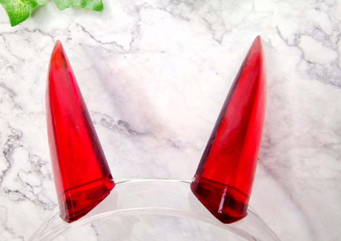 Cosplay Oni-Hörner – 10 cm, 3D-gedrucktes Harz, mit transparentem dehnbarem Nylonband