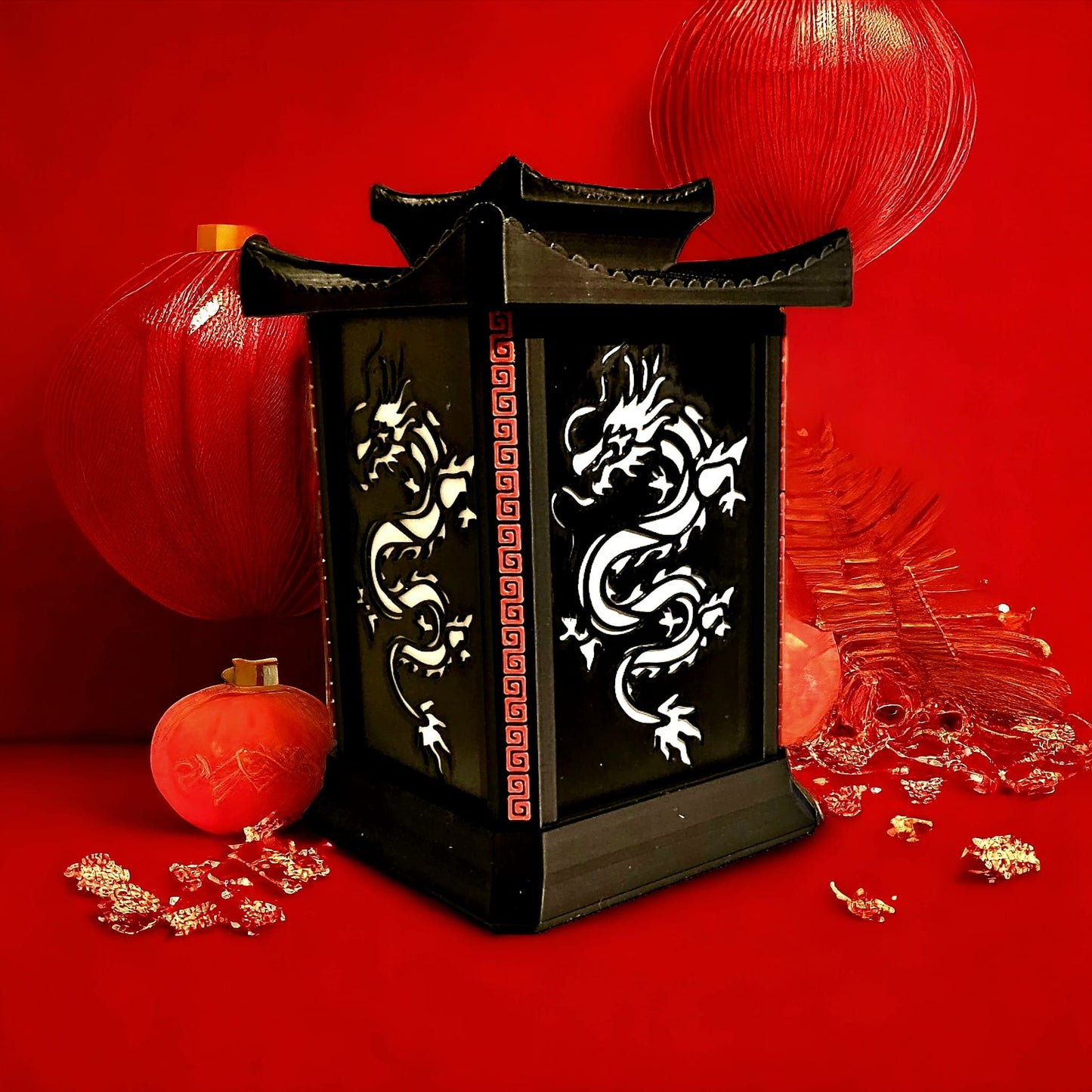 3D-gedruckte Japanische Drachen-Lampe aus PLA – Perfekt für Cosplay & Gaming-Setup