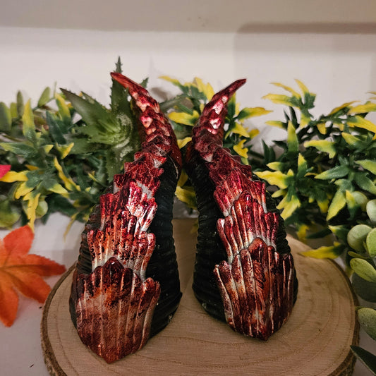 Cosplay Hörner mit Schuppen – 3D-gedruckt und handbemalt, 7cm, Harz, mit transparentem dehnbarem Nylonband