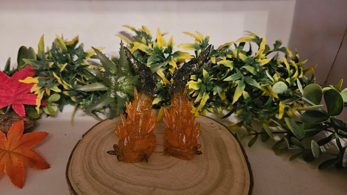 Cosplay Hörner Halloween Edition – 3D-gedruckt, Harz, Goldglitzer, inkl. transparentem Nylonband