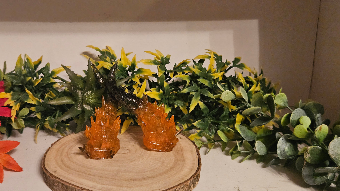 Cosplay Hörner Halloween Edition – 3D-gedruckt, Harz, Goldglitzer, inkl. transparentem Nylonband