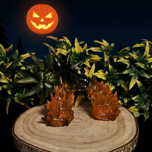 Cosplay Hörner Halloween Edition – 3D-gedruckt, Harz, Goldglitzer, inkl. transparentem Nylonband