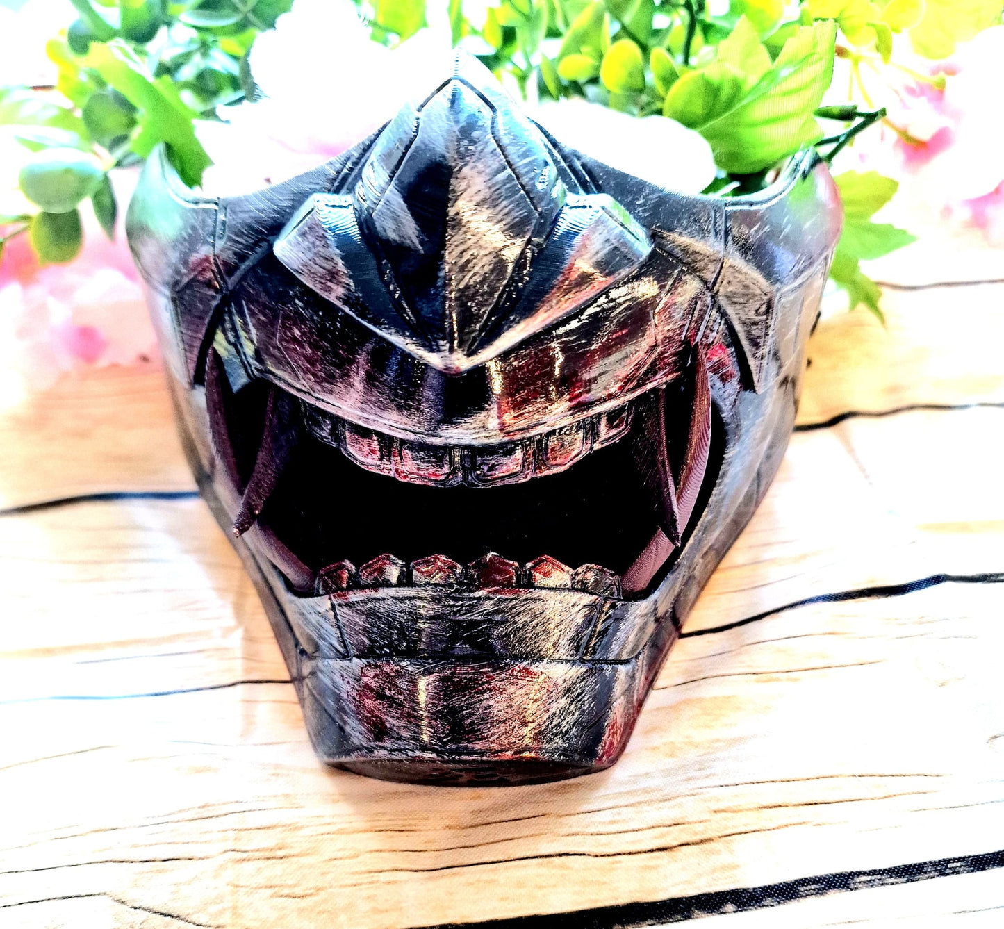 Handbemalte 3D-gedruckte Oni-Maske aus PLA – Perfekt für Cosplay & Gaming  Hochwertiges Sammlerstück