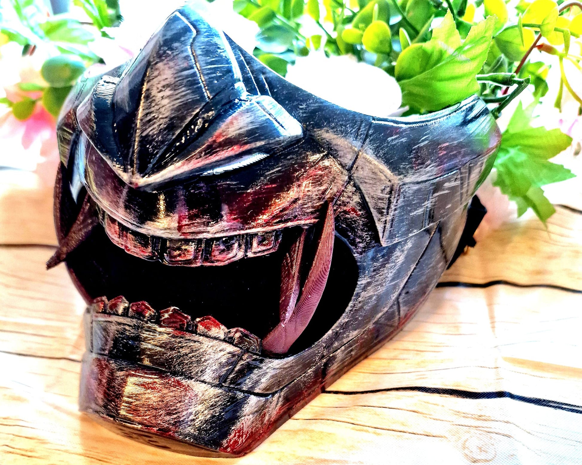 Handbemalte 3D-gedruckte Oni-Maske aus PLA – Detailreiche Cosplay- und Gaming-Maske mit authentischem Design und einzigartiger Verarbeitung.