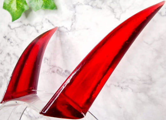 Cosplay Oni-Hörner – 10 cm, 3D-gedrucktes Harz, mit transparentem dehnbarem Nylonband