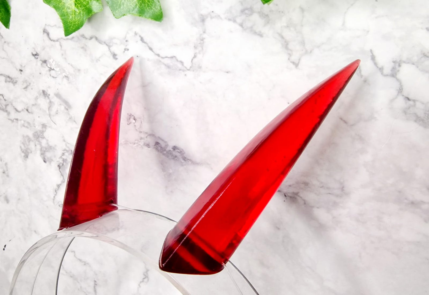 Cosplay Oni-Hörner – 10 cm, 3D-gedrucktes Harz, mit transparentem dehnbarem Nylonband