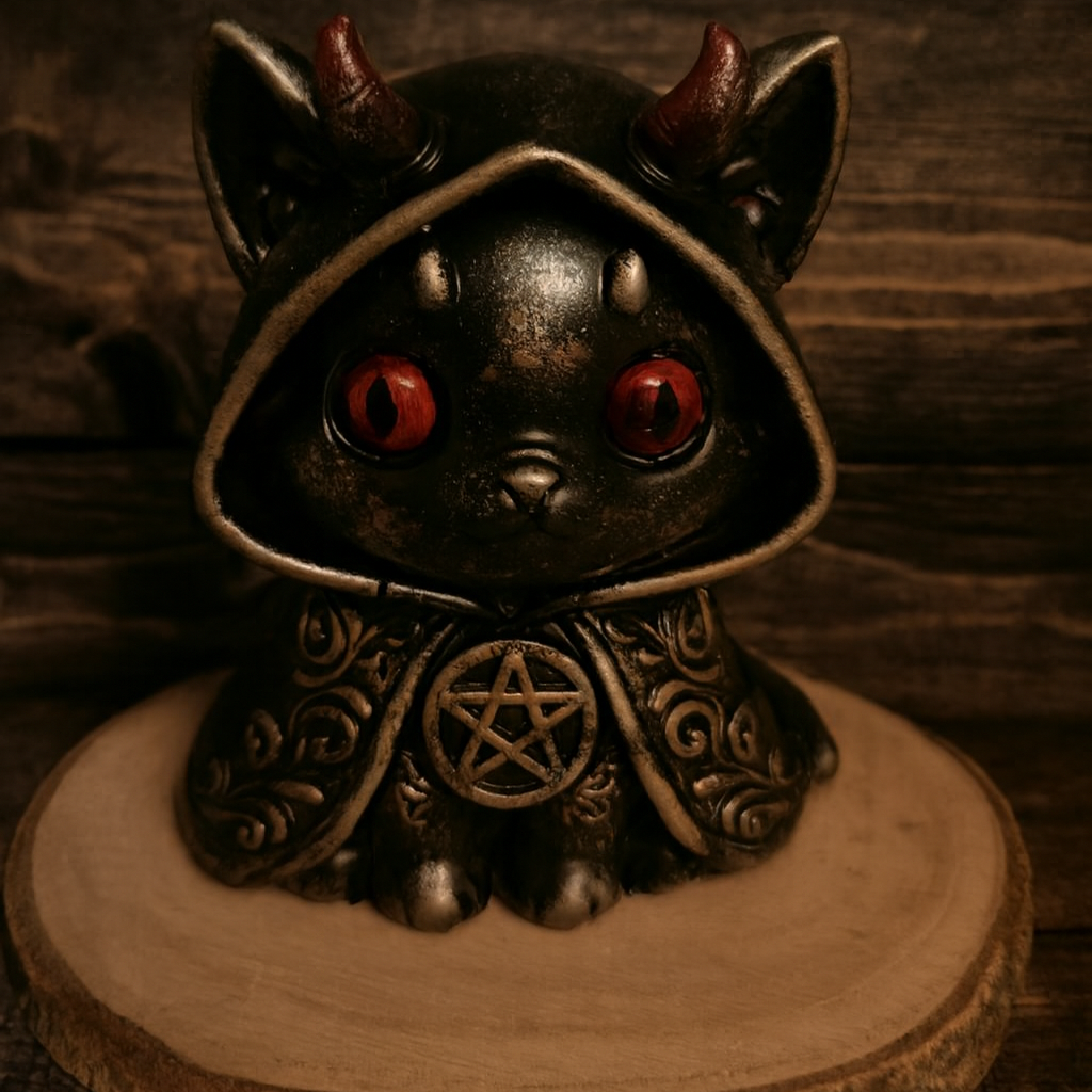 Mystic Demon Gothic Cat Figurine – Hand-Painted Resin Decoration, approx. 10cm