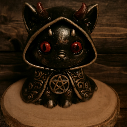 Mystic Demon Gothic Cat Figurine – Hand-Painted Resin Decoration, approx. 10cm