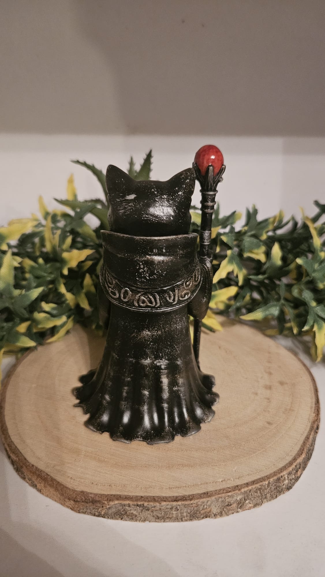 Mystic Wizard Gothic Cat Figurine - Hand-painted Resin Decoration, approx. 10cm