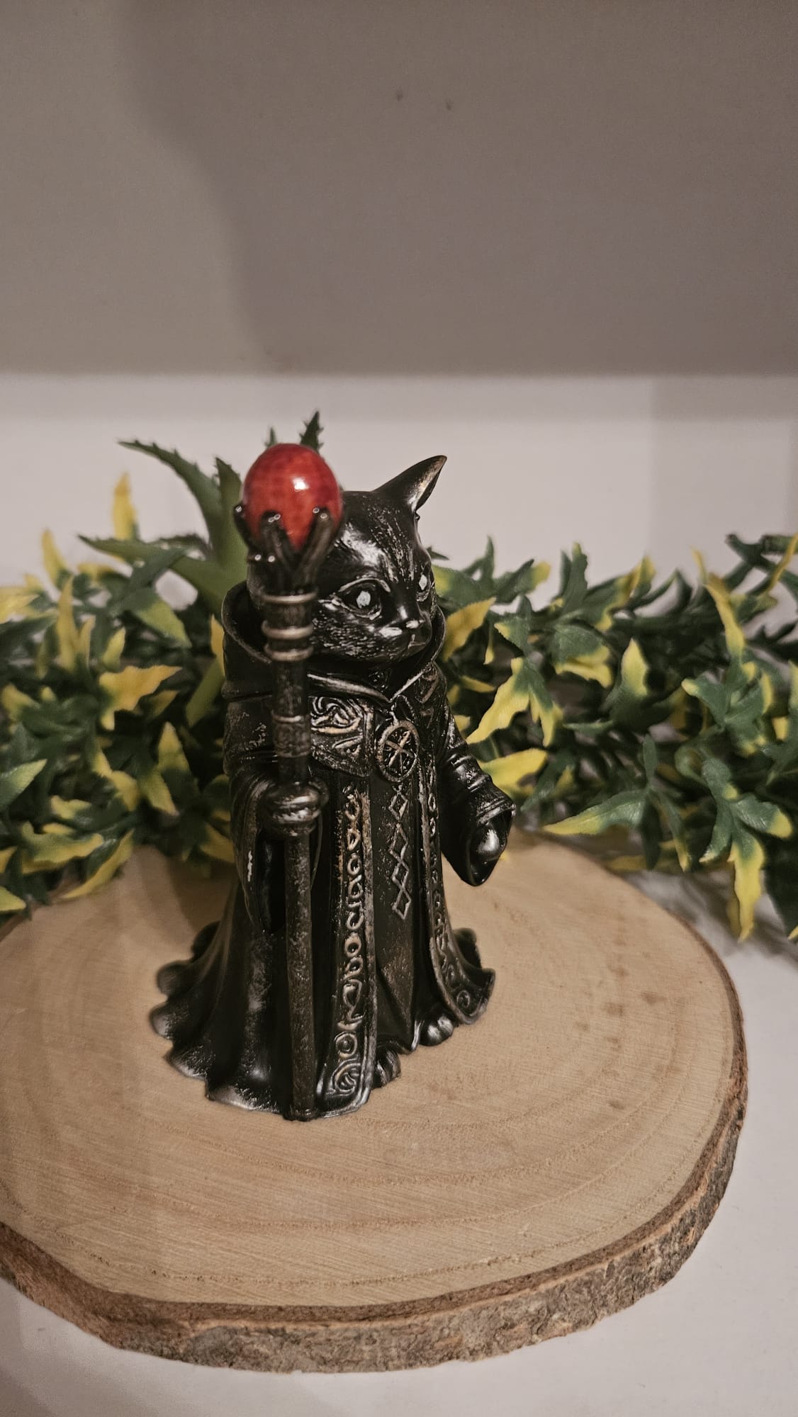 Mystic Wizard Gothic Cat Figurine - Hand-painted Resin Decoration, approx. 10cm