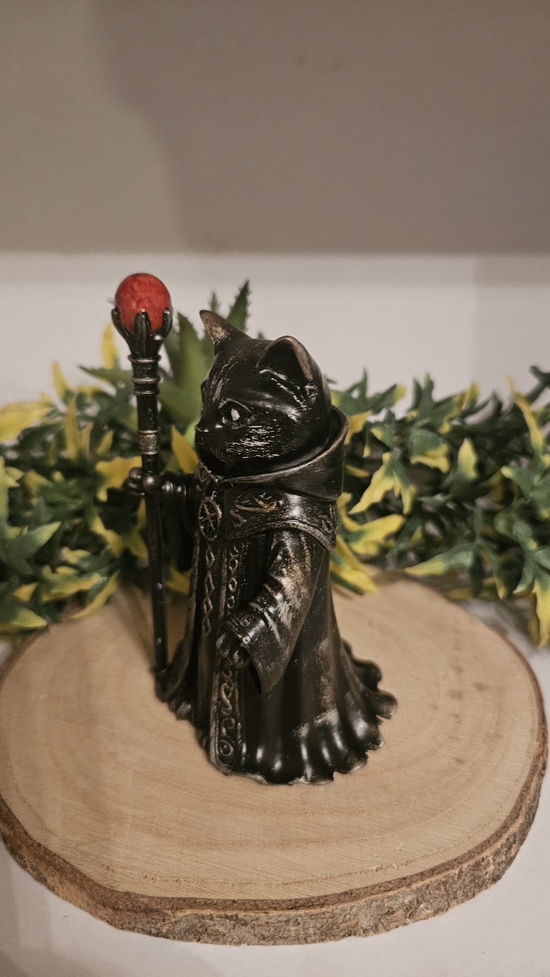 Mystic Wizard Gothic Cat Figurine - Hand-painted Resin Decoration, approx. 10cm