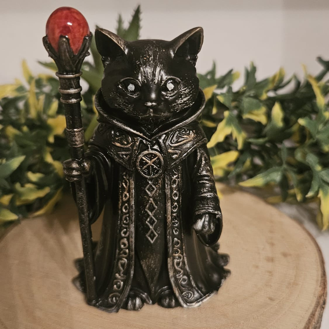 Mystic Wizard Gothic Cat Figurine - Hand-painted Resin Decoration, approx. 10cm