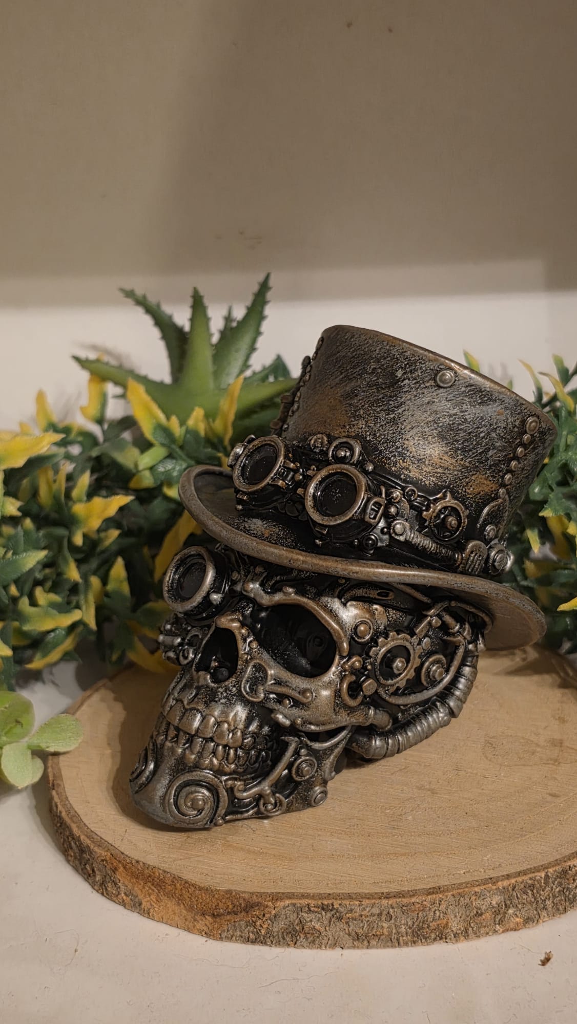 Steampunk Schädel Figur – 3D gedruckt & handbemalt – Mystische Gothic Deko aus Kunstharz