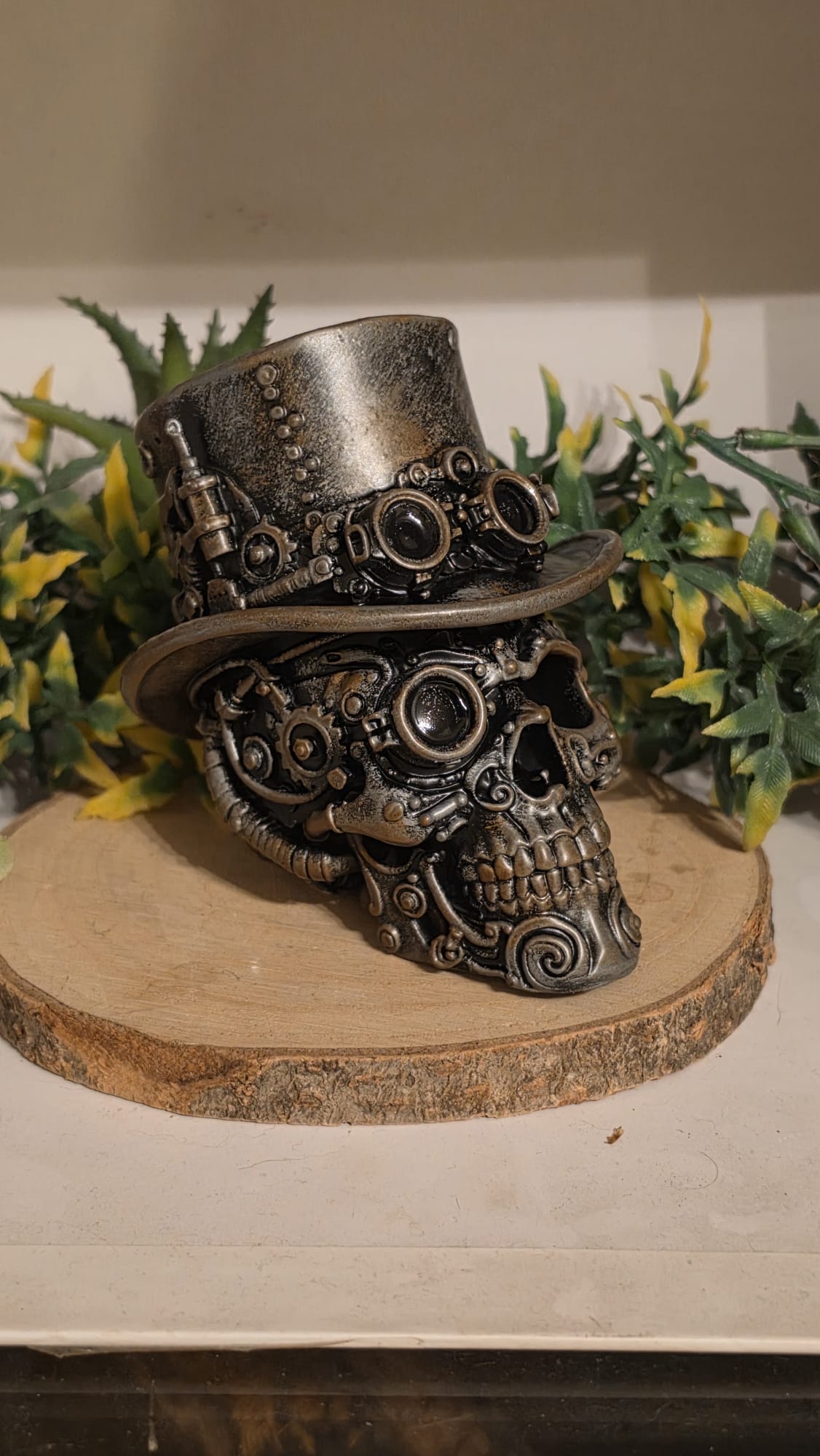 Steampunk Schädel Figur – 3D gedruckt & handbemalt – Mystische Gothic Deko aus Kunstharz
