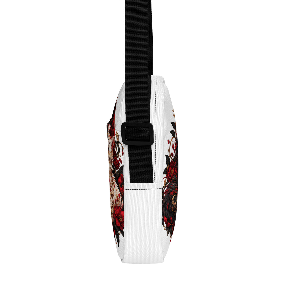 Weiße Fuchsseelen im Blutmond Crossbody Bag – linke Seitenansicht