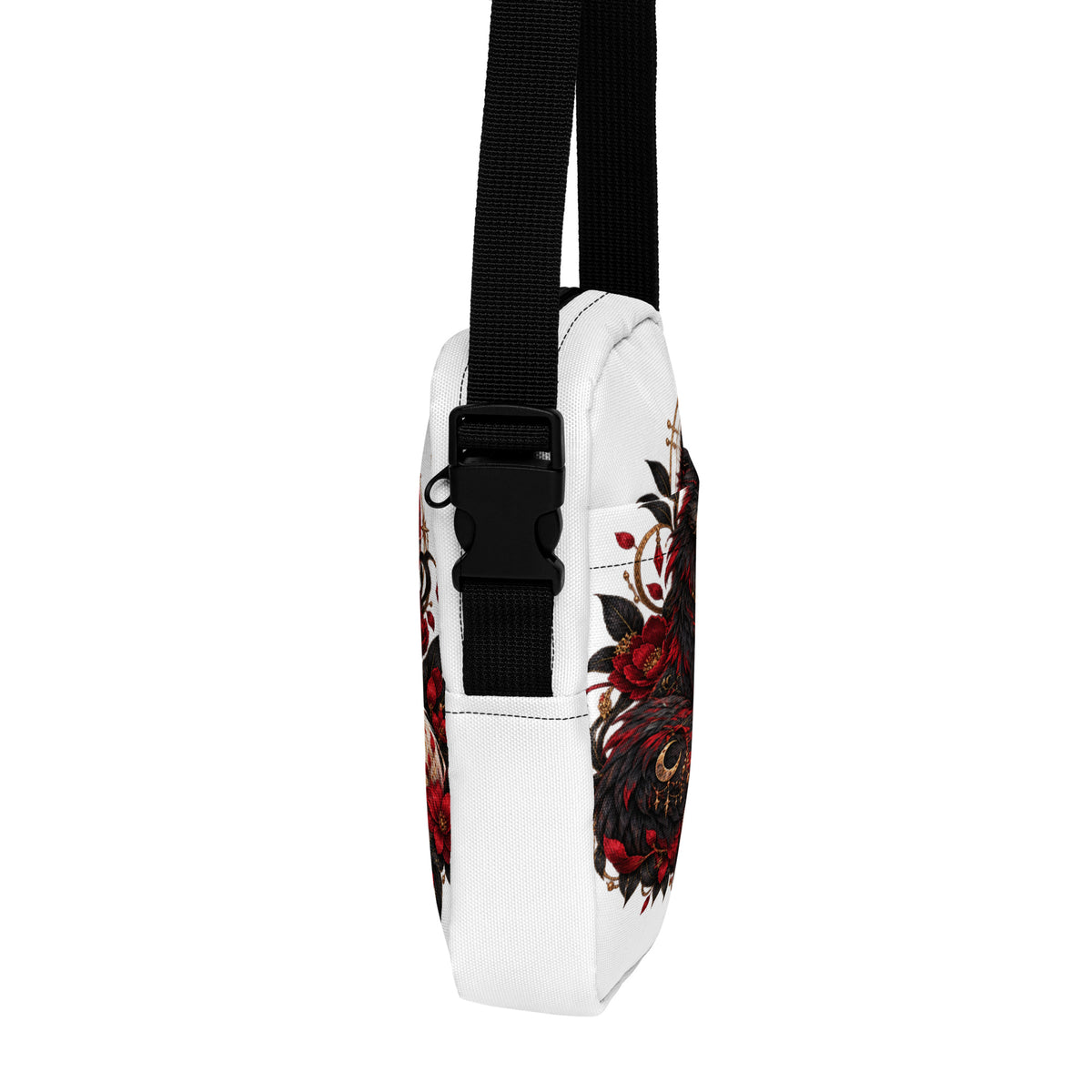Weiße Fuchsseelen im Blutmond Crossbody Bag – rechte Seitenansicht