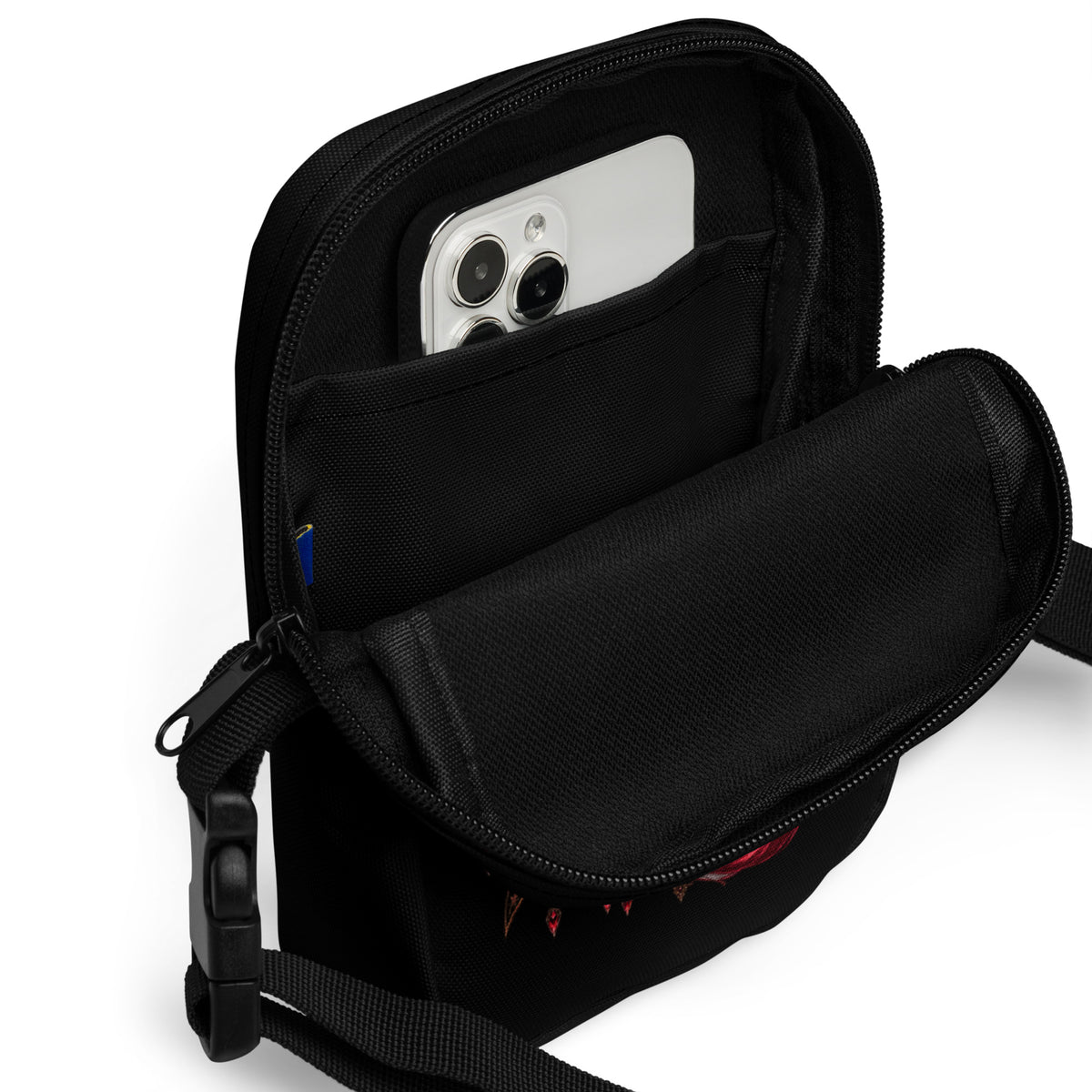Schwarze Kitsune im Mondschein Crossbody Bag – Produktdetails