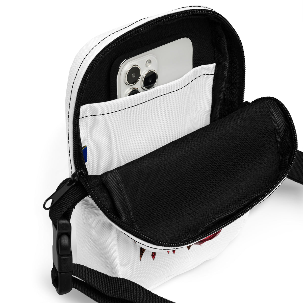 Weiße Kitsune im Mondschein Crossbody Bag – Produktdetails
