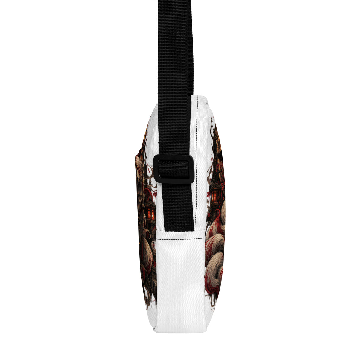 Weiße Kitsune – Wächter des Mondtors Crossbody Bag – linke Seitenansicht