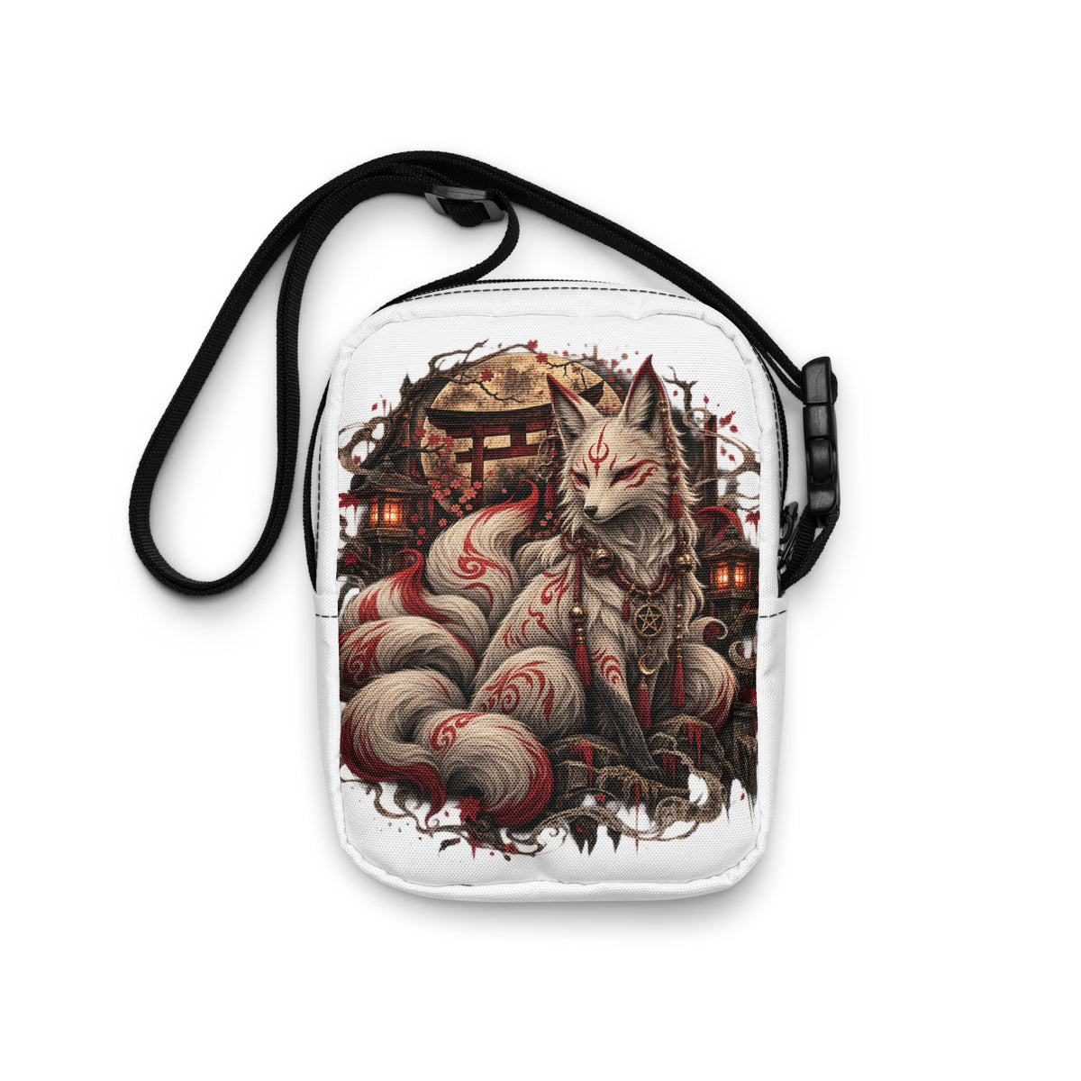 Weiße Kitsune – Wächter des Mondtors Crossbody Bag – Rückansicht 2