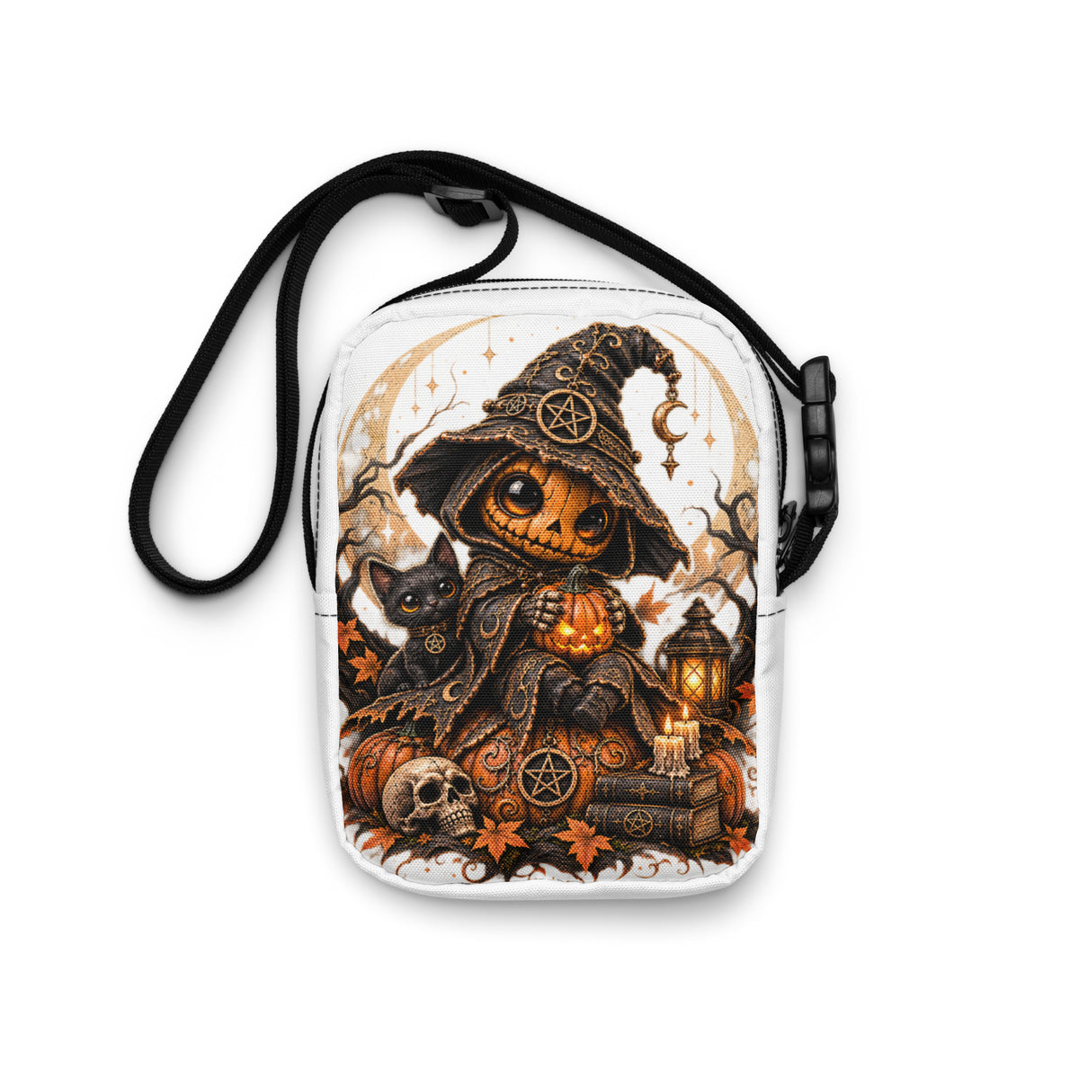 Weiße Kürbishexe Crossbody Bag – Rückansicht