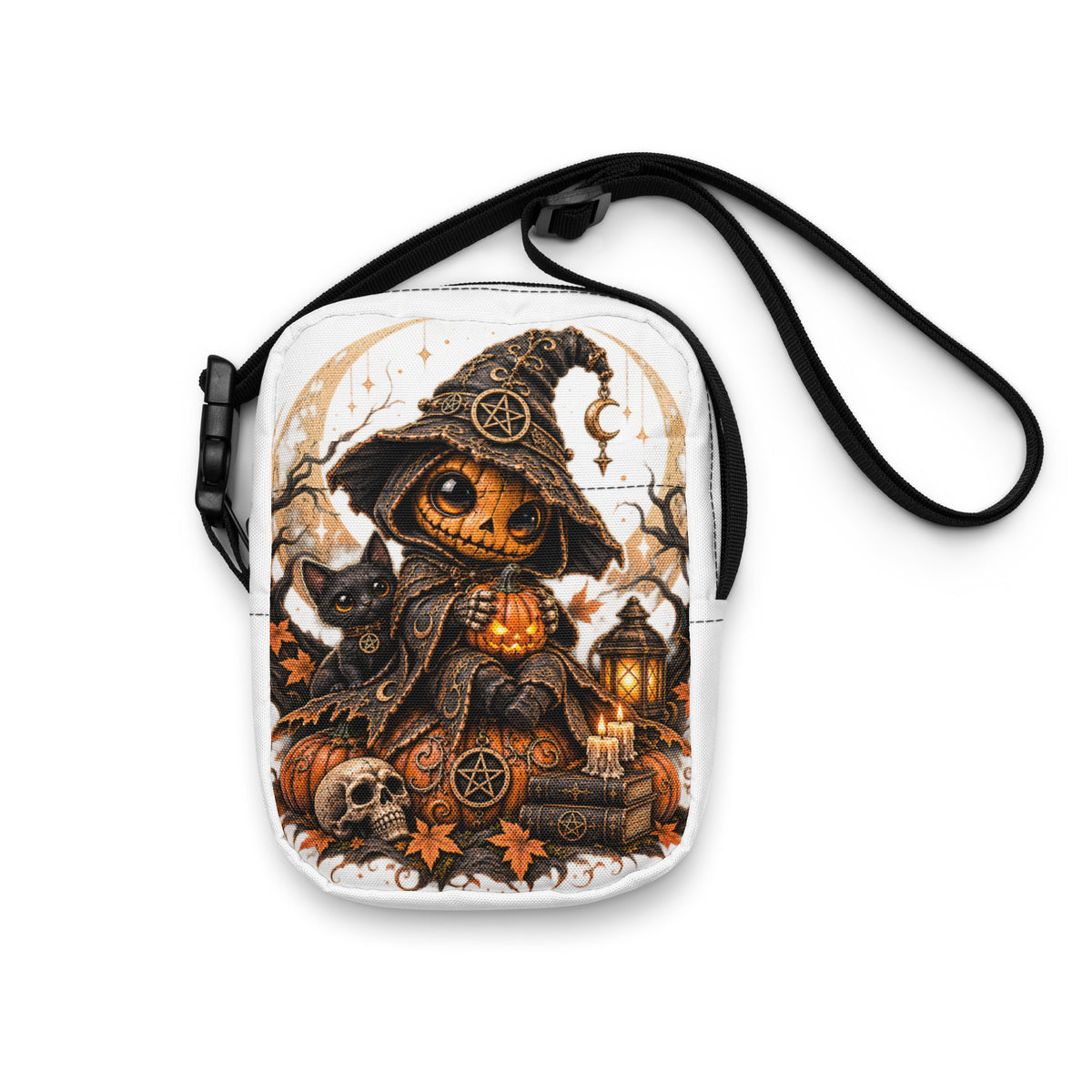 Weiße Kürbishexe Crossbody Bag – Vorderansicht
