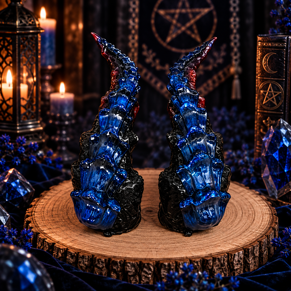 Mystral blaue Schuppen-Hörner aus Resin