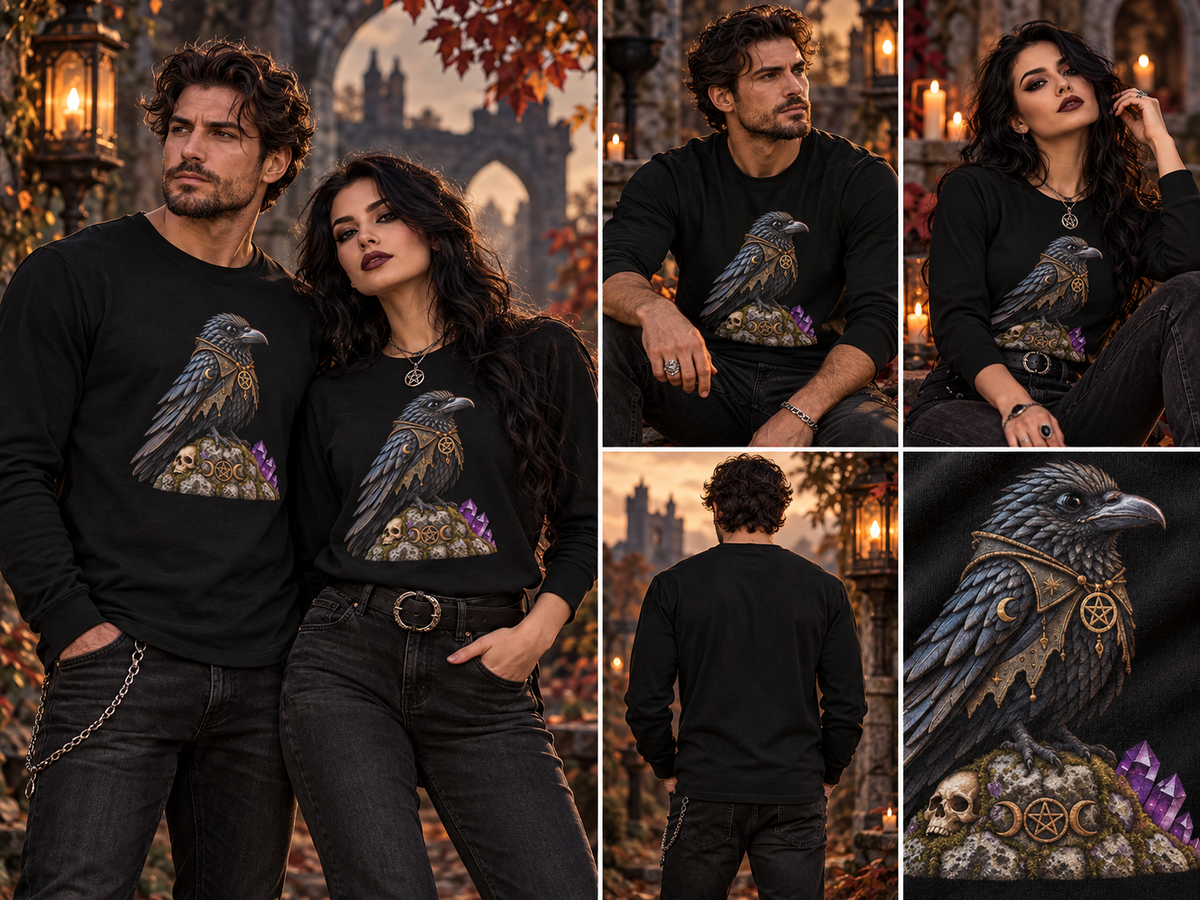 Rabenwächter Longsleeve Schwarz – Tragebilder mit Mann und Frau