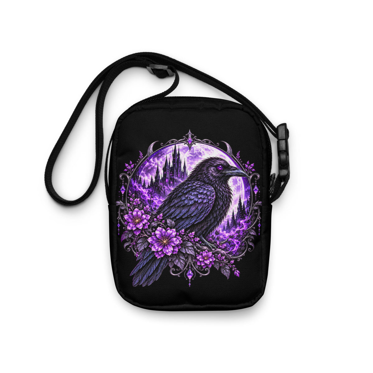 Weiße Rabenwächter Crossbody Bag – Rückansicht