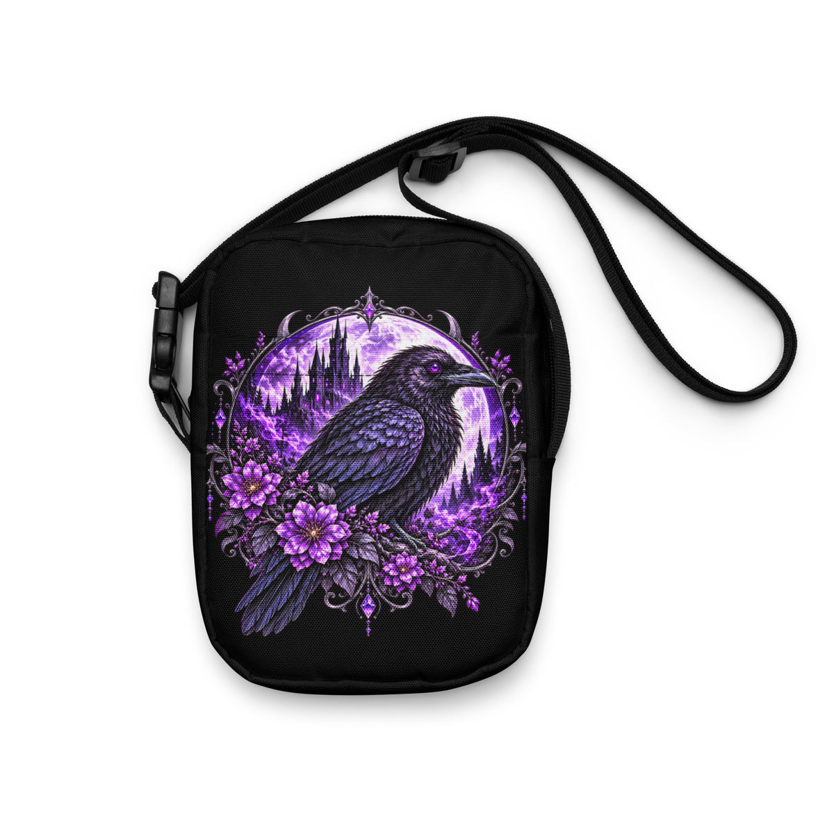 Weiße Rabenwächter Crossbody Bag – Vorderansicht