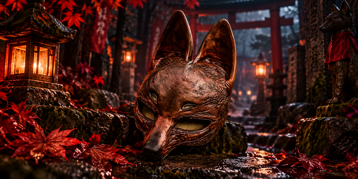 Silent Hill F Fuchsmaske – handbemalte Horror-Cosplay-Maske aus PLA von Kitsu-Crafts
