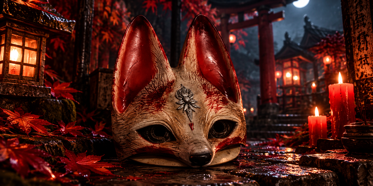 Silent Hill F Fuchsmaske – handbemalte Horror-Cosplay-Maske aus PLA von Kitsu-Crafts