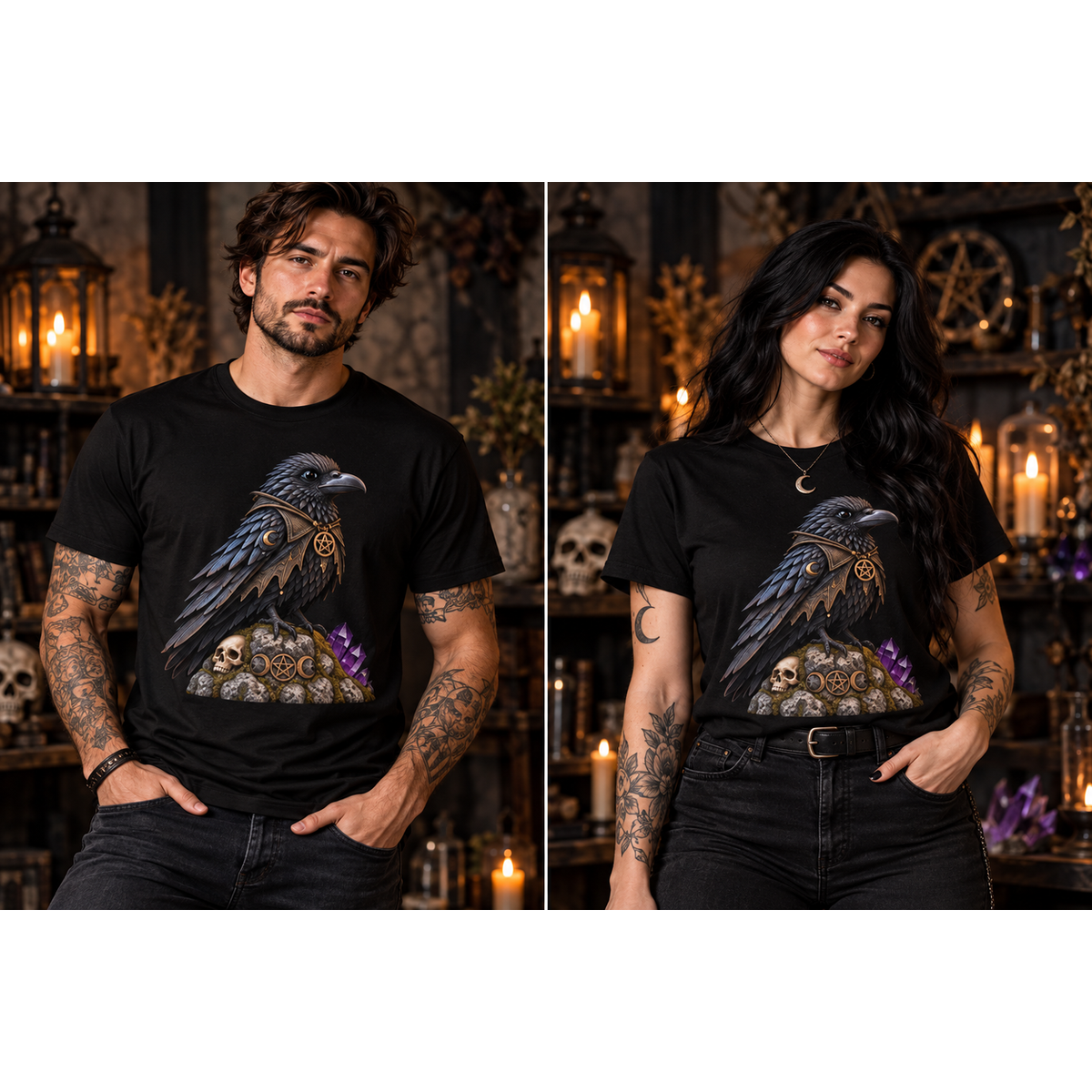 Rabenwächter – Dark-Fantasy-T-Shirt | Kitsu-Crafts – Tragebild quadratisch 1254 × 1254