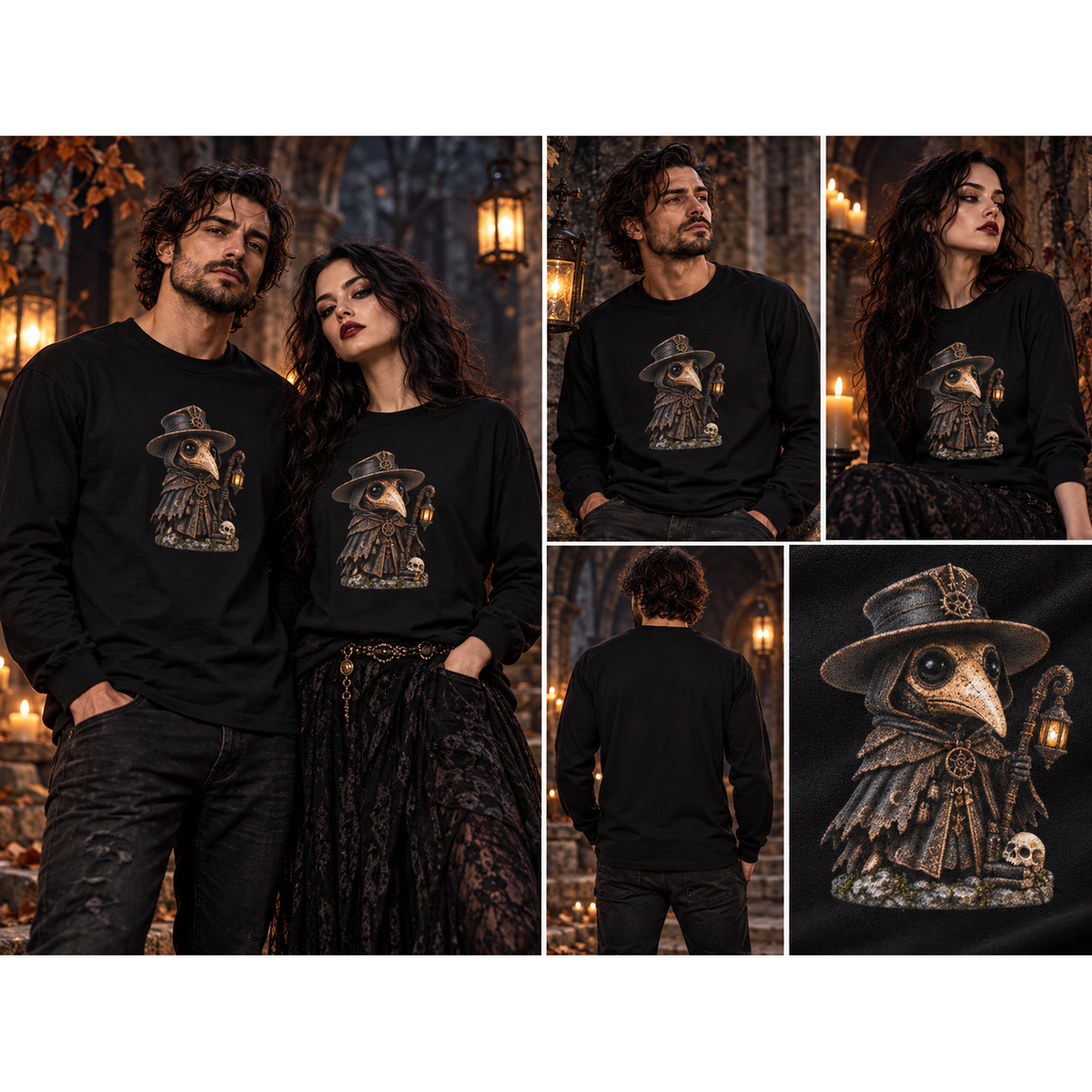 Pestdoktor Longsleeve – Schwarz | Gothic – Tragebild quadratisch 1254 × 1254