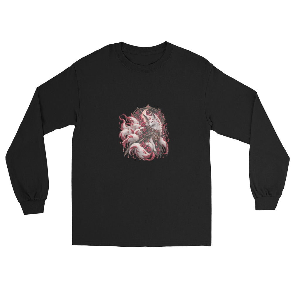 Kitsune im Mondschein – Dark-Fantasy-Longsleeve – Vorderansicht