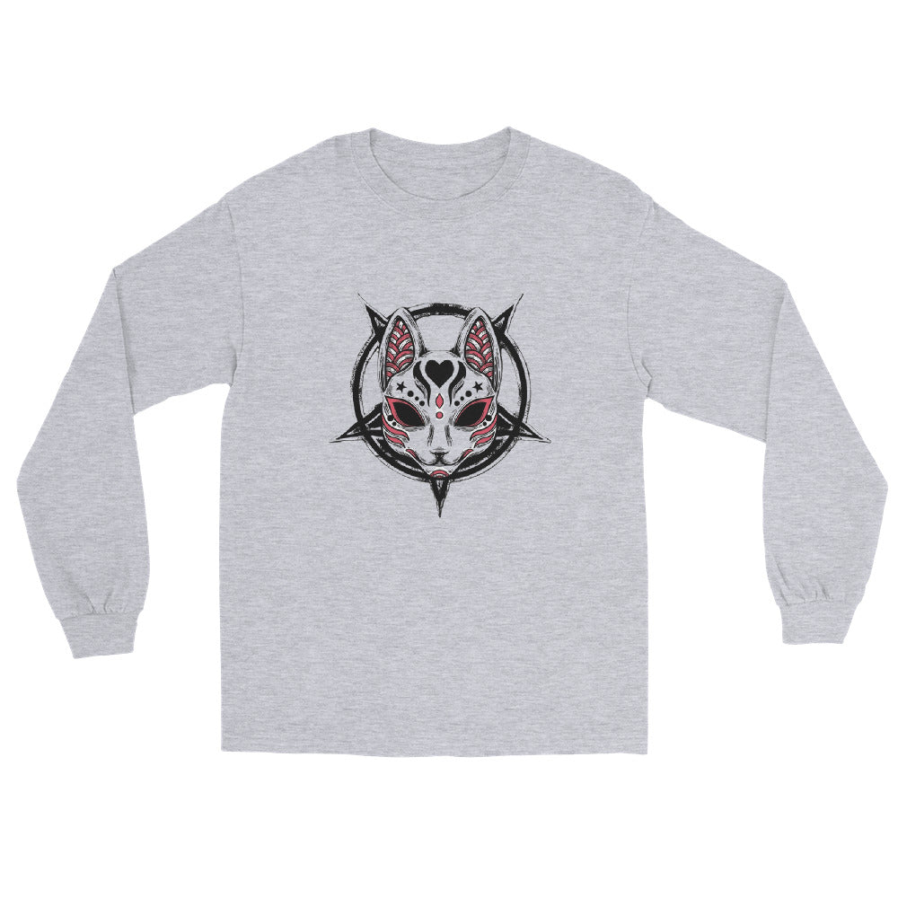 Kitsune-Maske Longsleeve – Grau – Vorderansicht