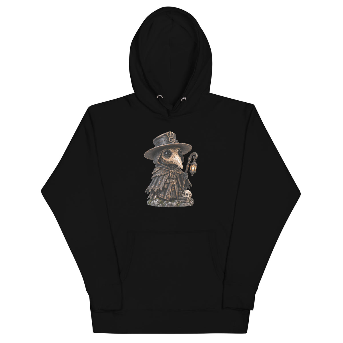 Pestdoktor Hoodie – Schwarz & Weiß – Vorderansicht