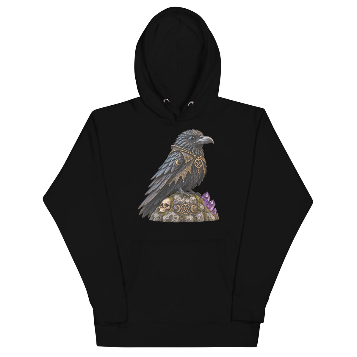 Rabenwächter Hoodie – Schwarz & Weiß – Vorderansicht