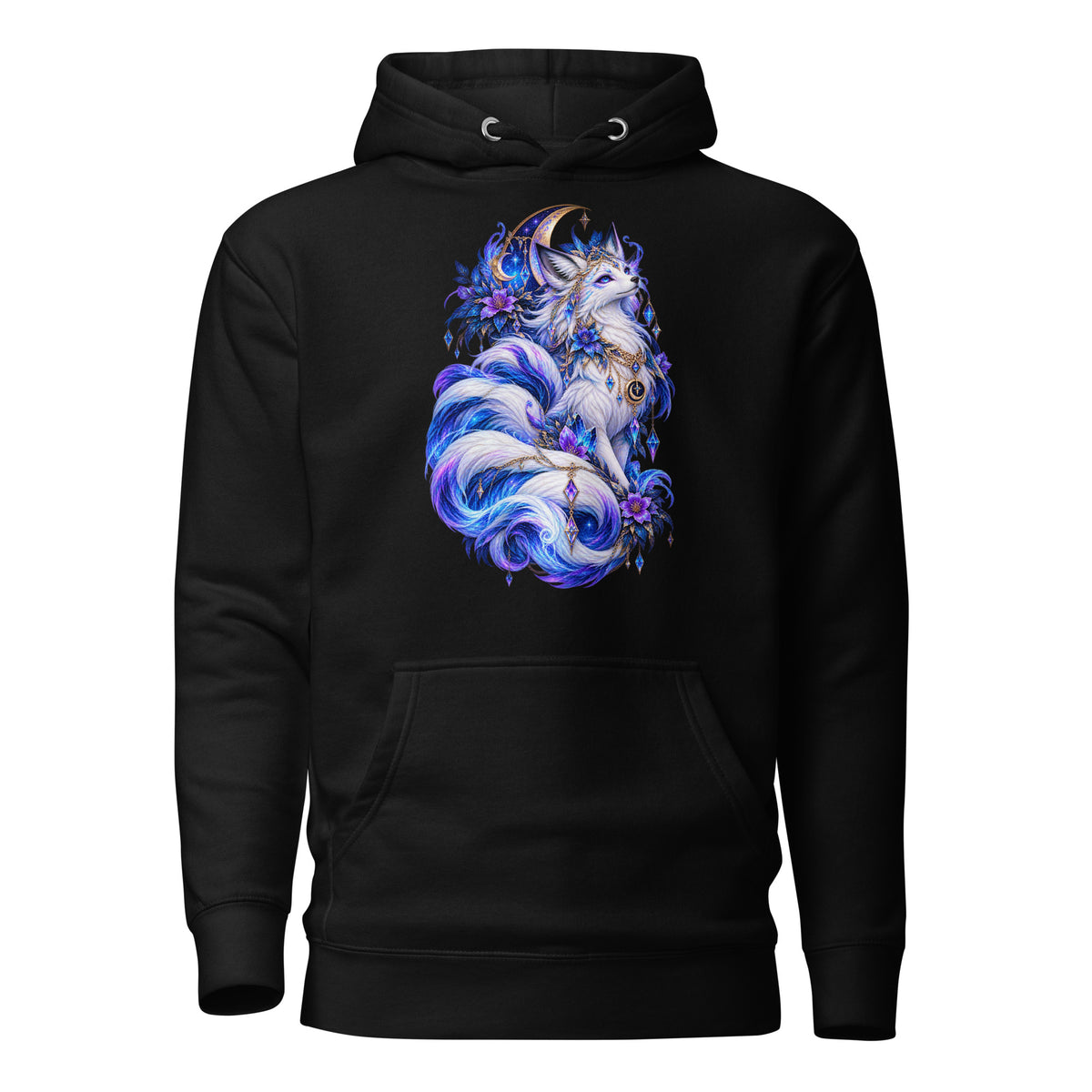Mondfuchs – Mystisches Kitsune Hoodie – Vorderansicht