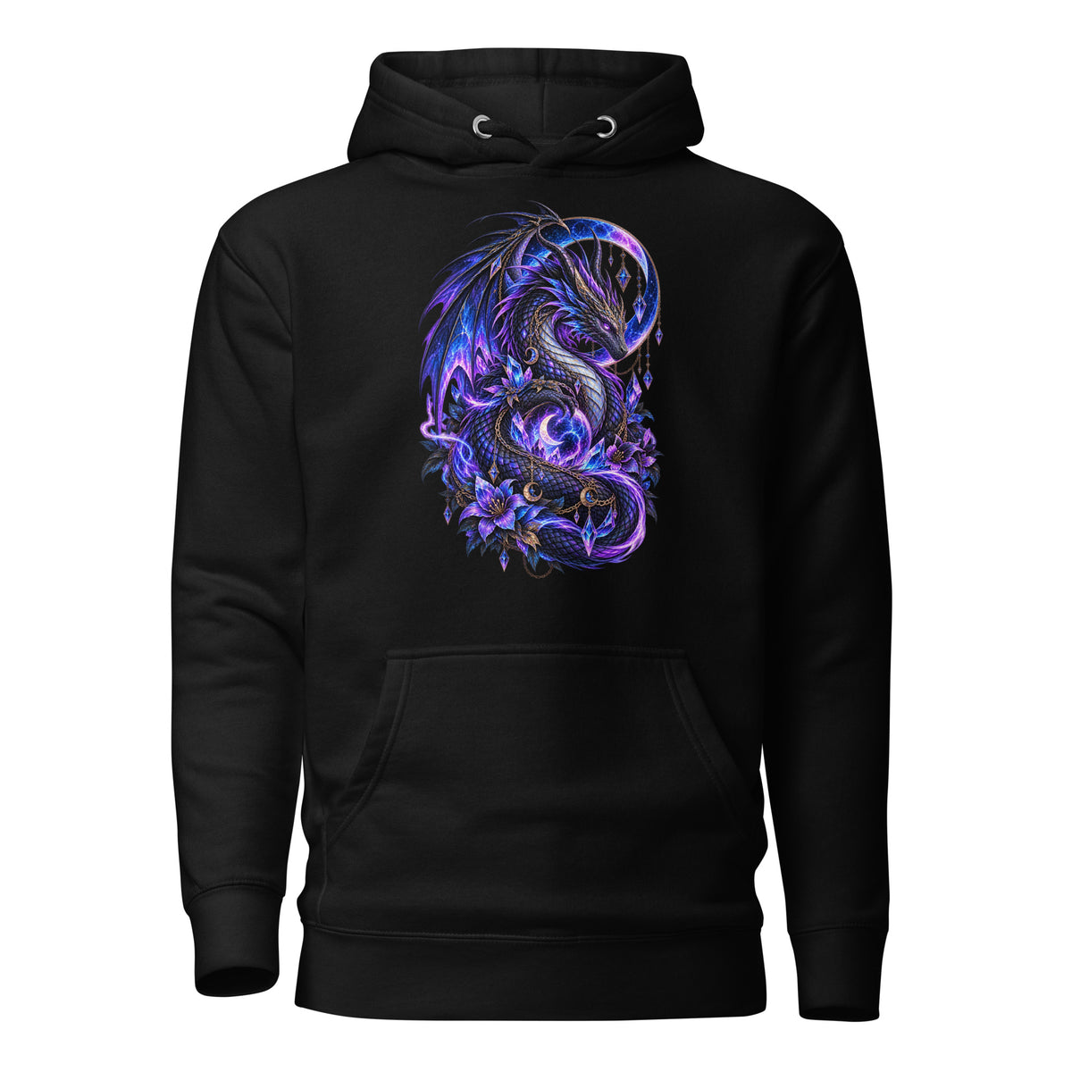 Drachenmond – Dark Fantasy Hoodie mit Drachenmotiv – Vorderansicht