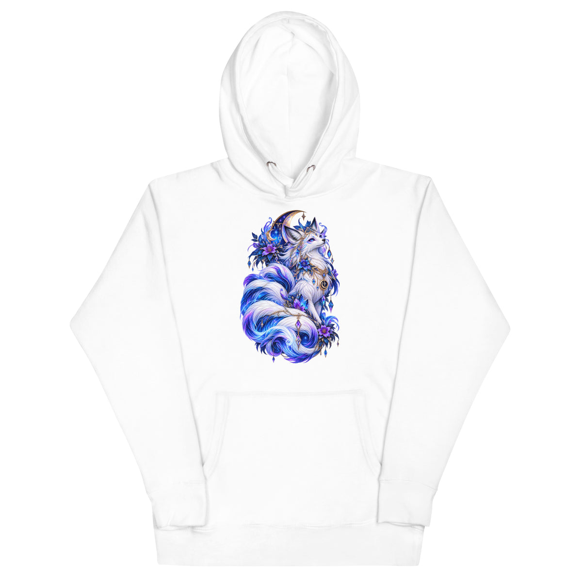 Mondfuchs – Mystisches Kitsune Hoodie – Vorderansicht
