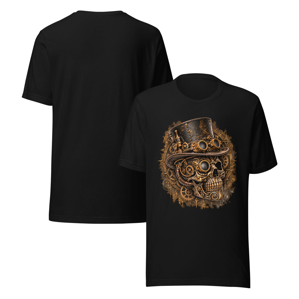 Steampunk-Schädel – Gothic T-Shirt – Rückansicht