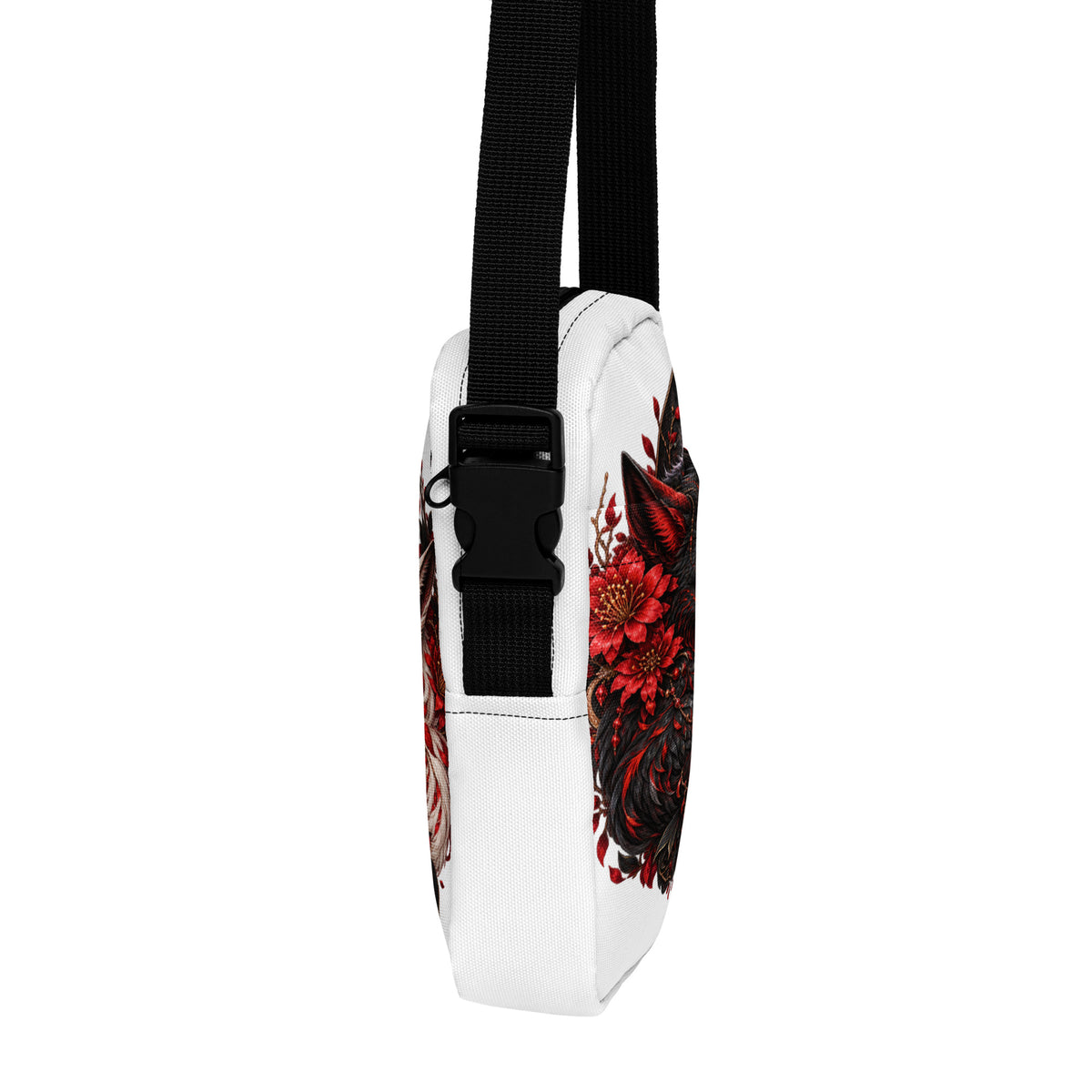 Weiße Yin & Yang – Verbundene Fuchsseelen Crossbody Bag – rechte Seitenansicht